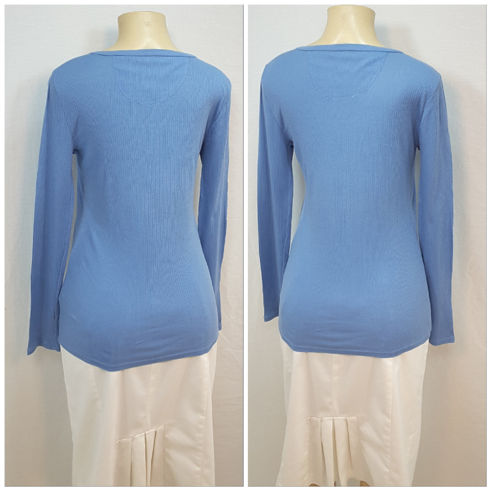 CALVIN KLEIN, Beaded Henley Top, size Large - Picture 5 of 8